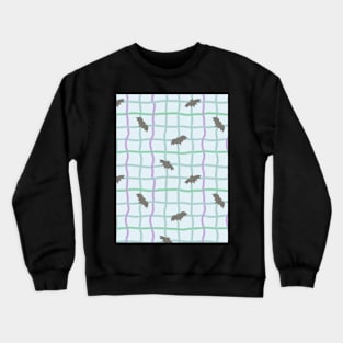 Wobbly Checkers and Bats - Halloween Pattern - Pastel Colors Crewneck Sweatshirt